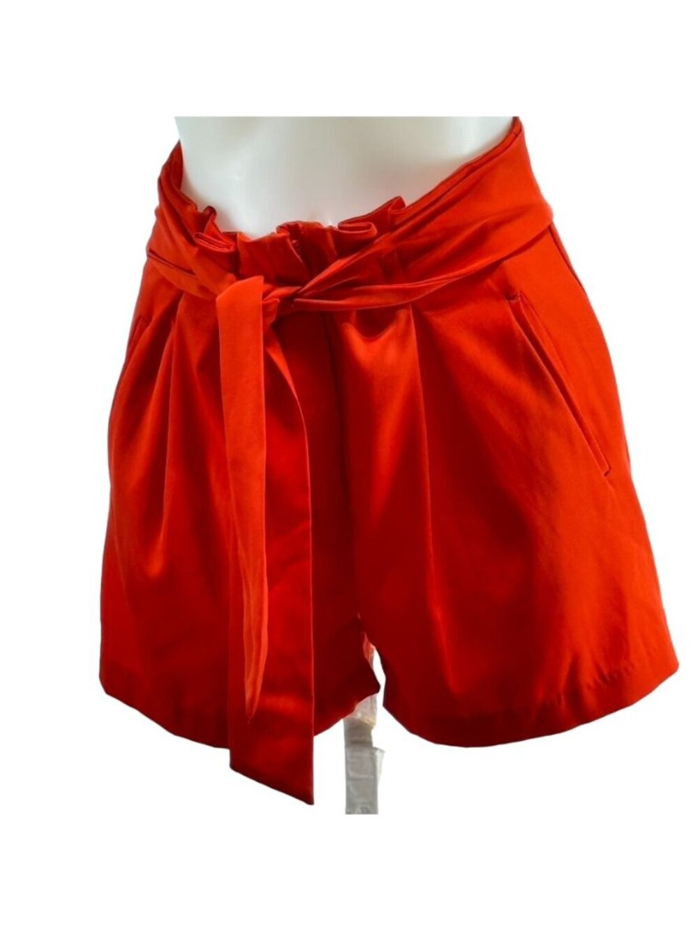 ROLYPOLY Women's High-Waisted Red Shorts Belted Stretch Cotton Blend Zips Size M